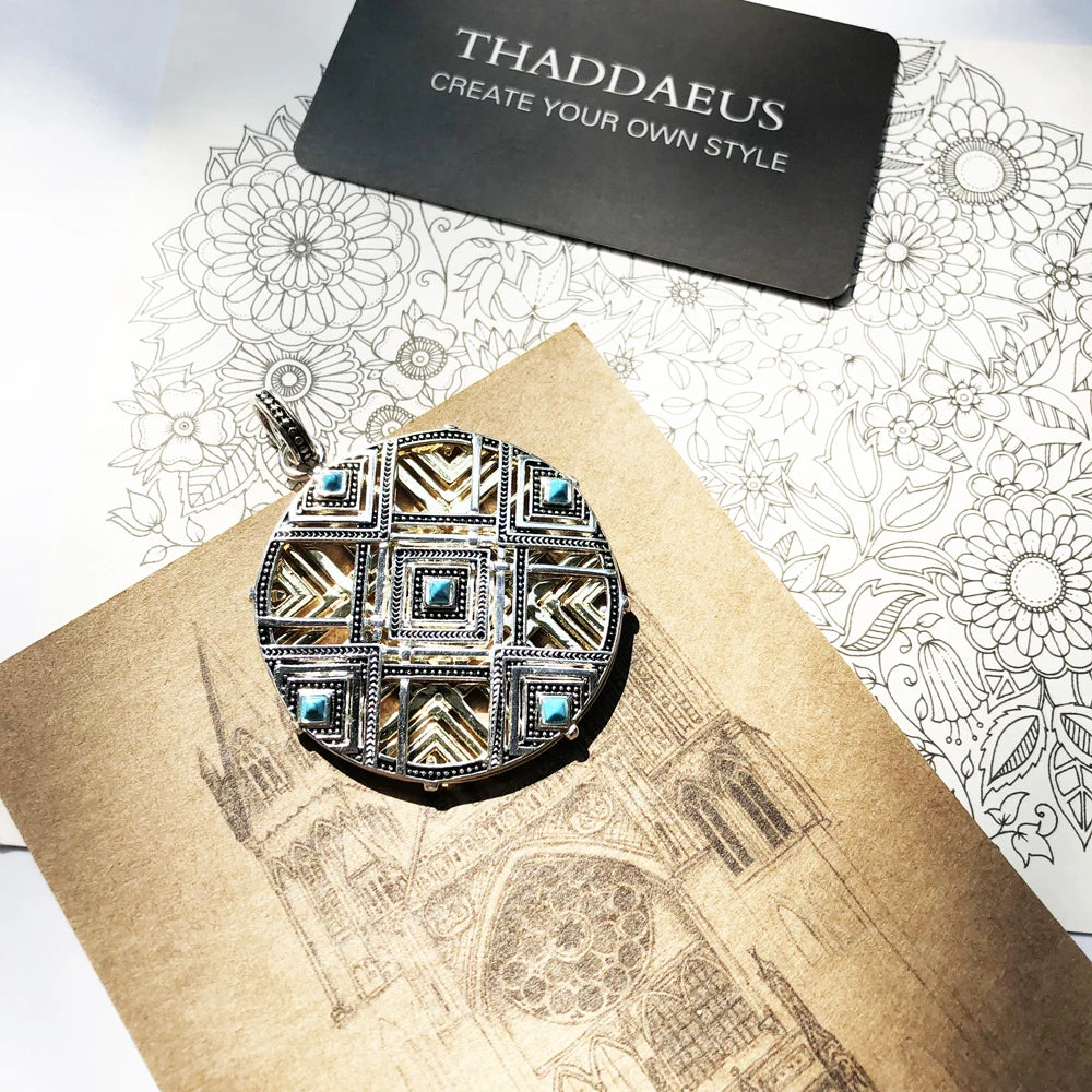Blue Africa 925 Sterling Silver Pendant | Ethnic Round Necklace Pendant for Women