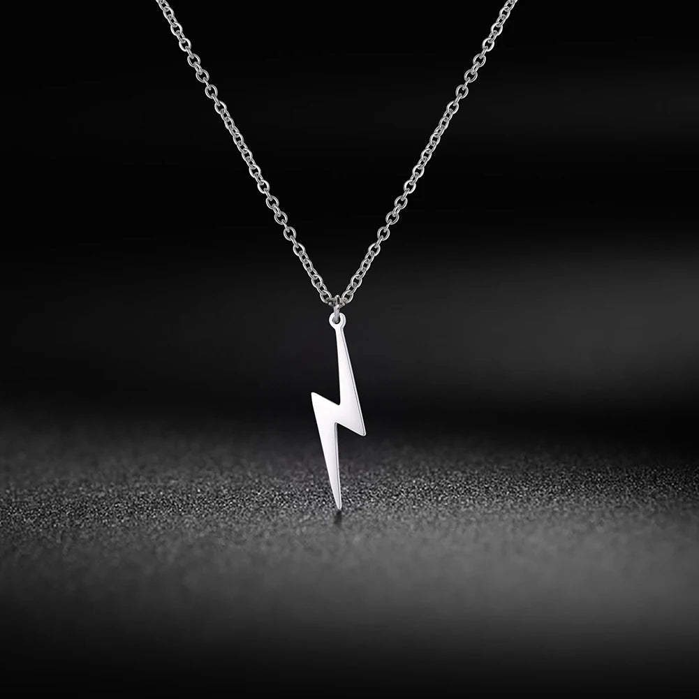 Silver tone lightning bolt charm on a chain bracelet with lobster clasp.