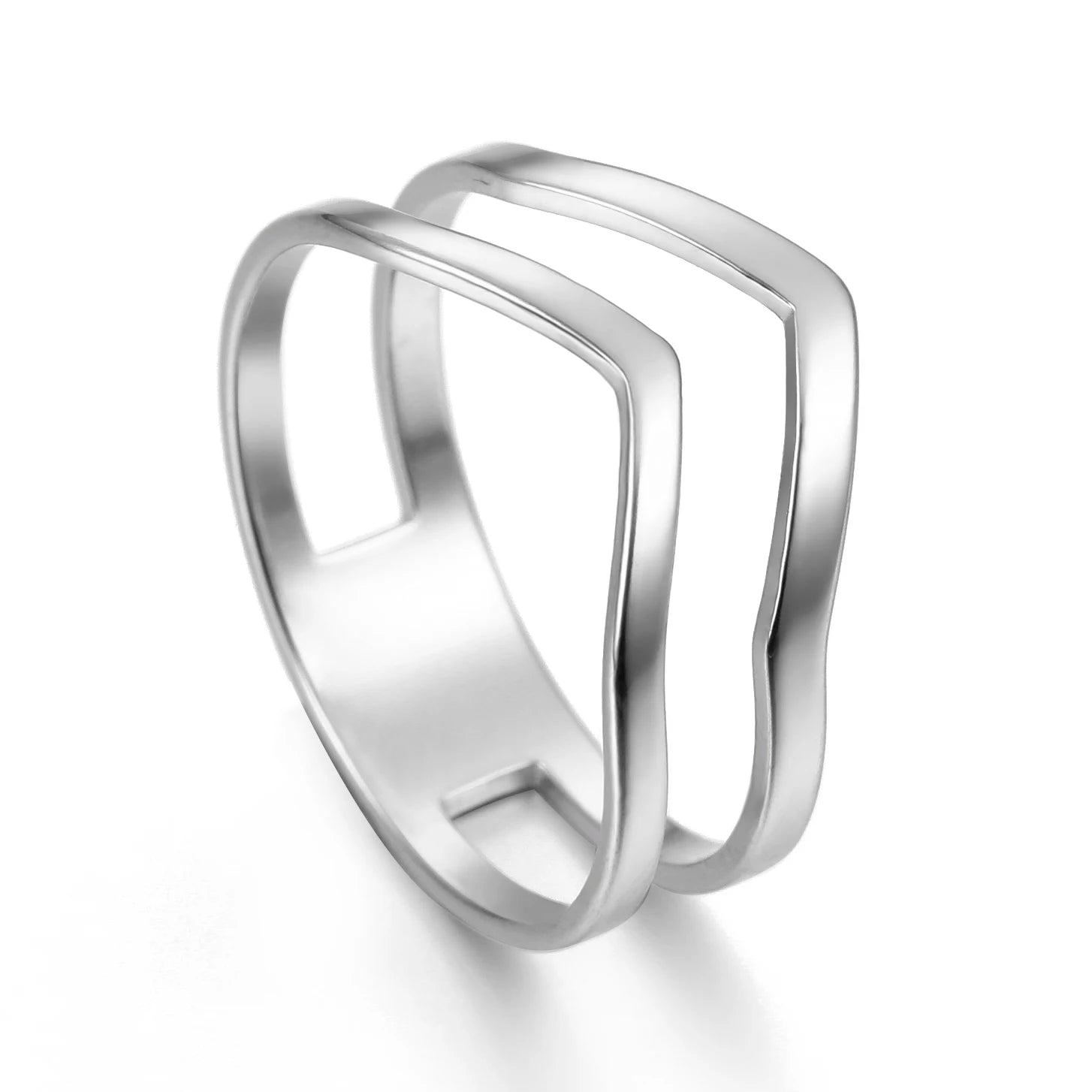 Geometric Wave Stainless Steel Ring | 18K Gold-Plated Party Ring for Women