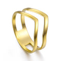 Geometric Wave Stainless Steel Ring | 18K Gold-Plated Party Ring for Women