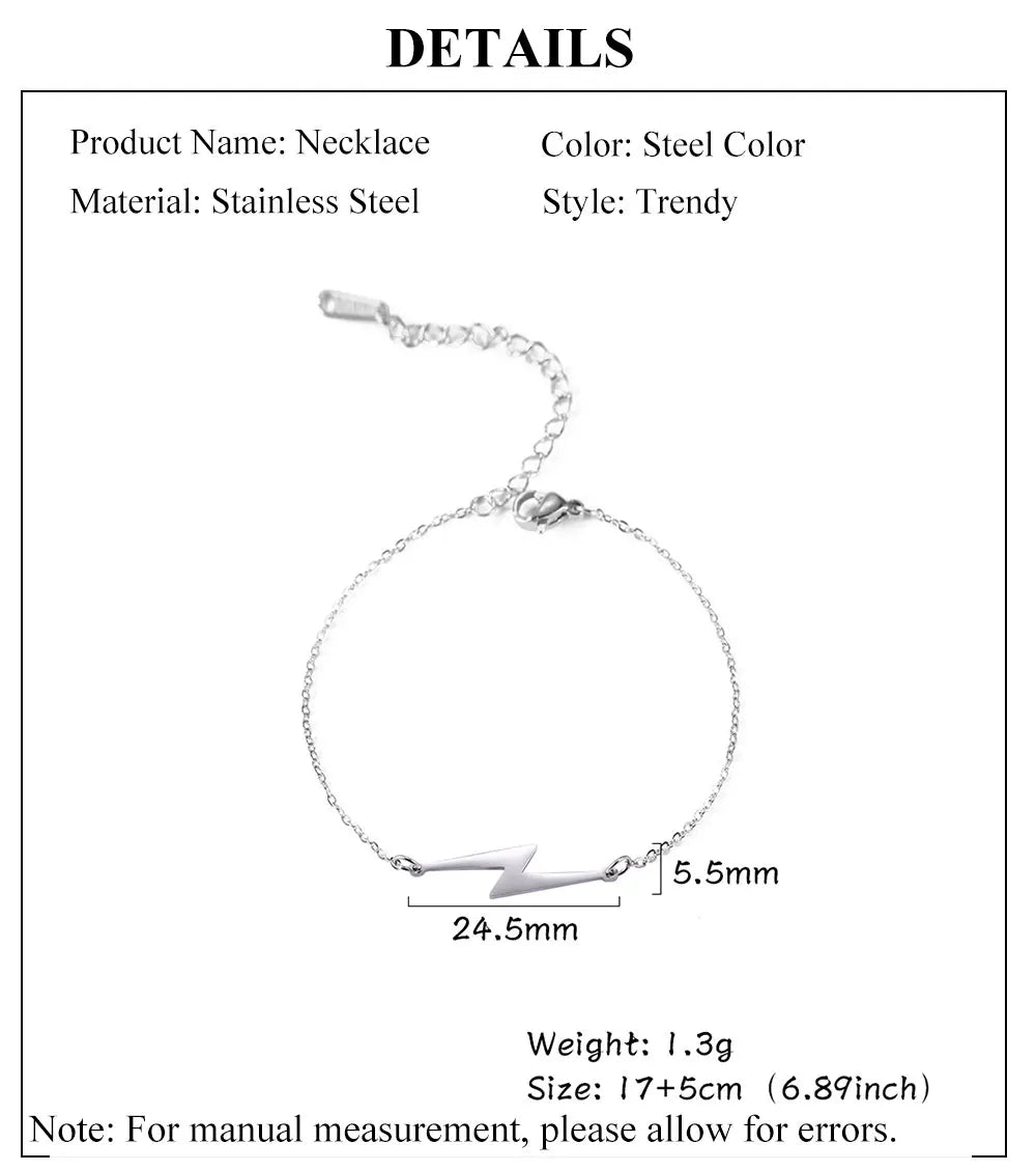 Lightning charm bracelet details graphic with 24.5mm length and 5.5mm width