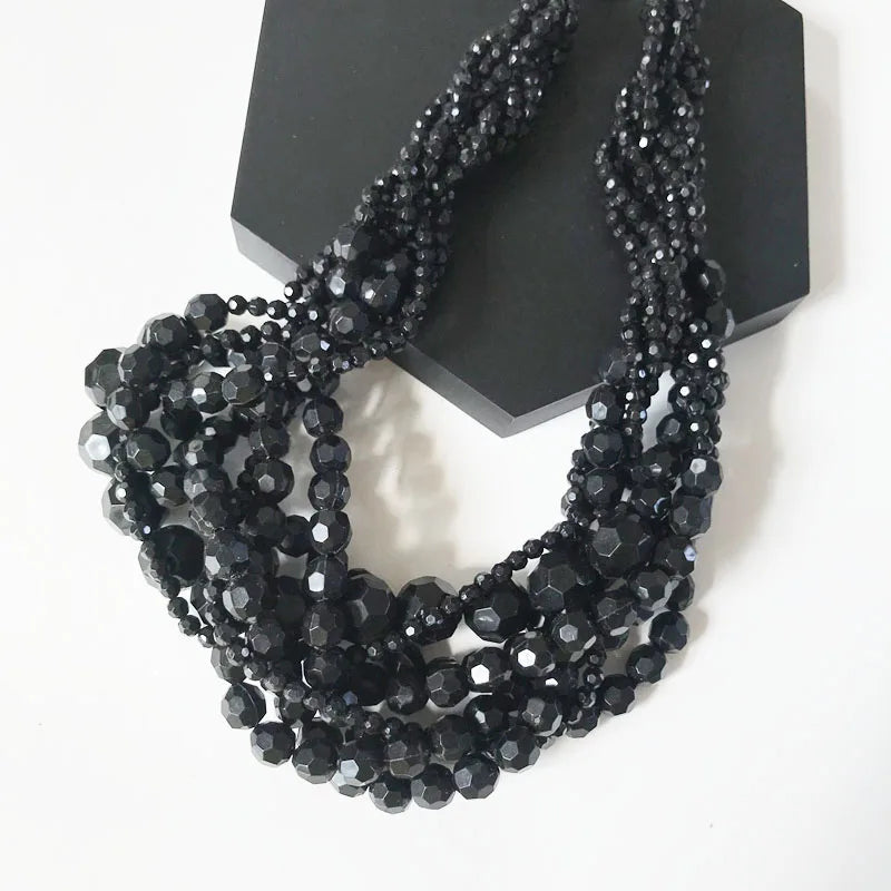 Acrylic Beaded Choker Necklace | Colorful Statement Braided Necklace
