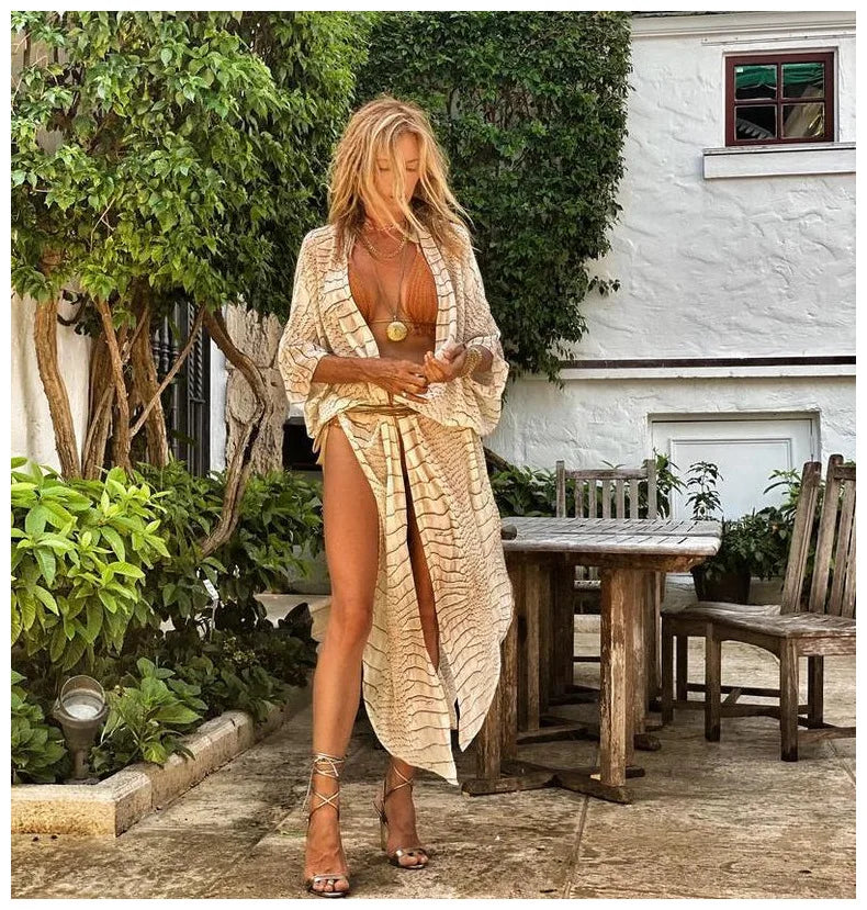 Tie Dye Open Front Beach Cover-Up Dress | Flowy Maxi Swimsuit Cover Up for Women