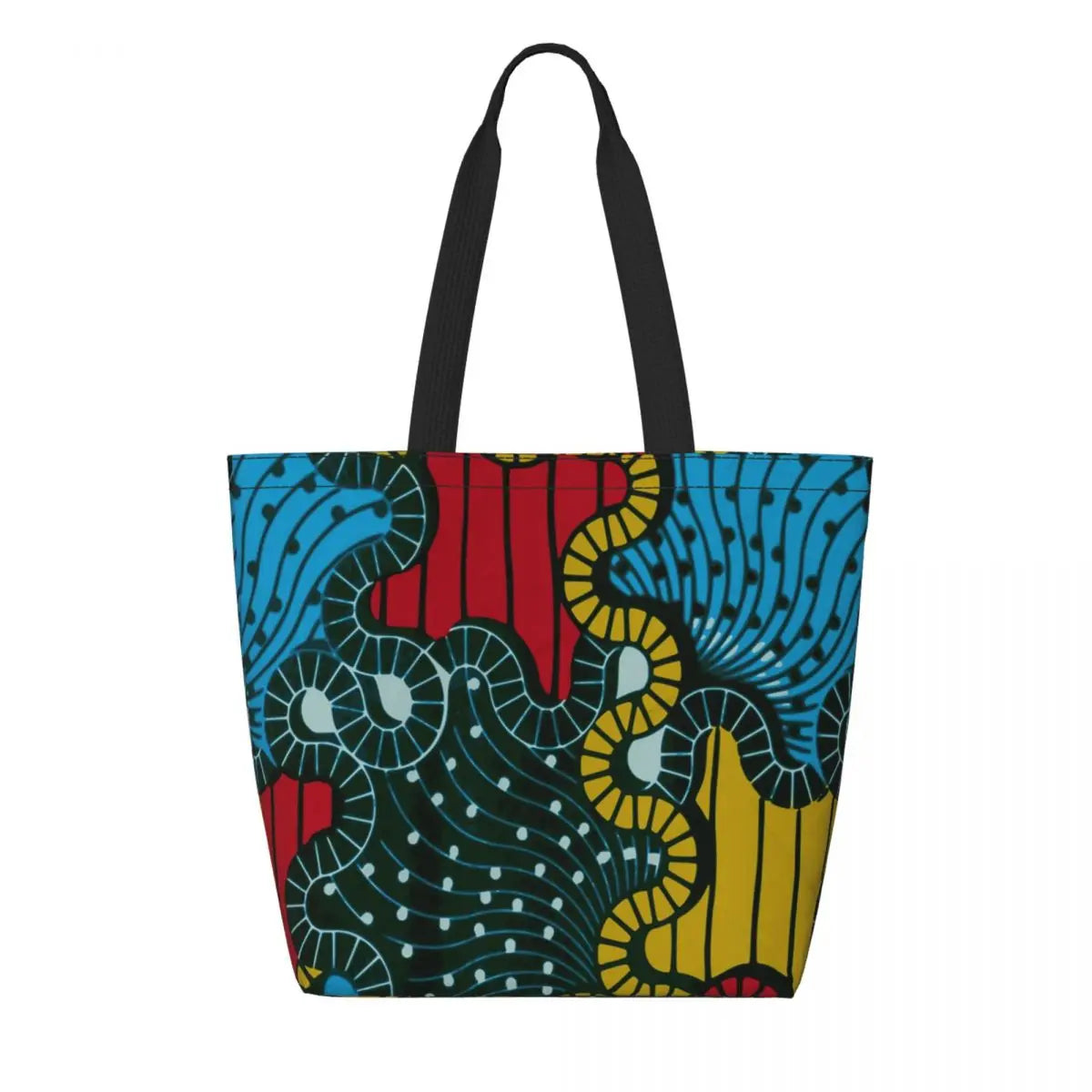African Ankara Print Canvas Tote Bag | Washable Bohemian Shoulder Shopper