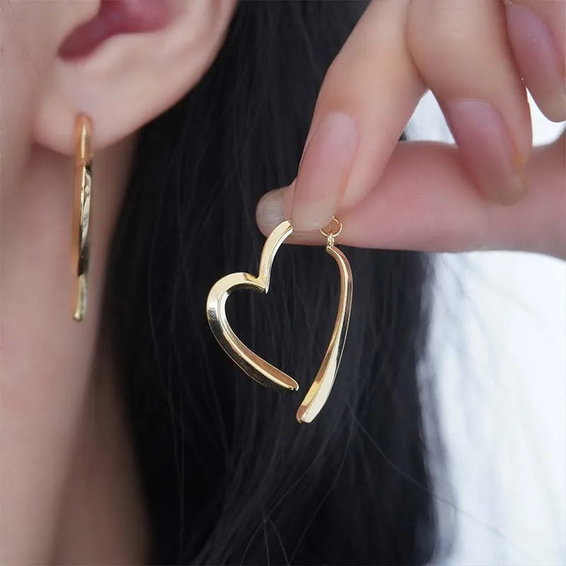 Punk Gothic Hollow Heart Hoop Earrings | Metal Cross Drop Earrings for Women