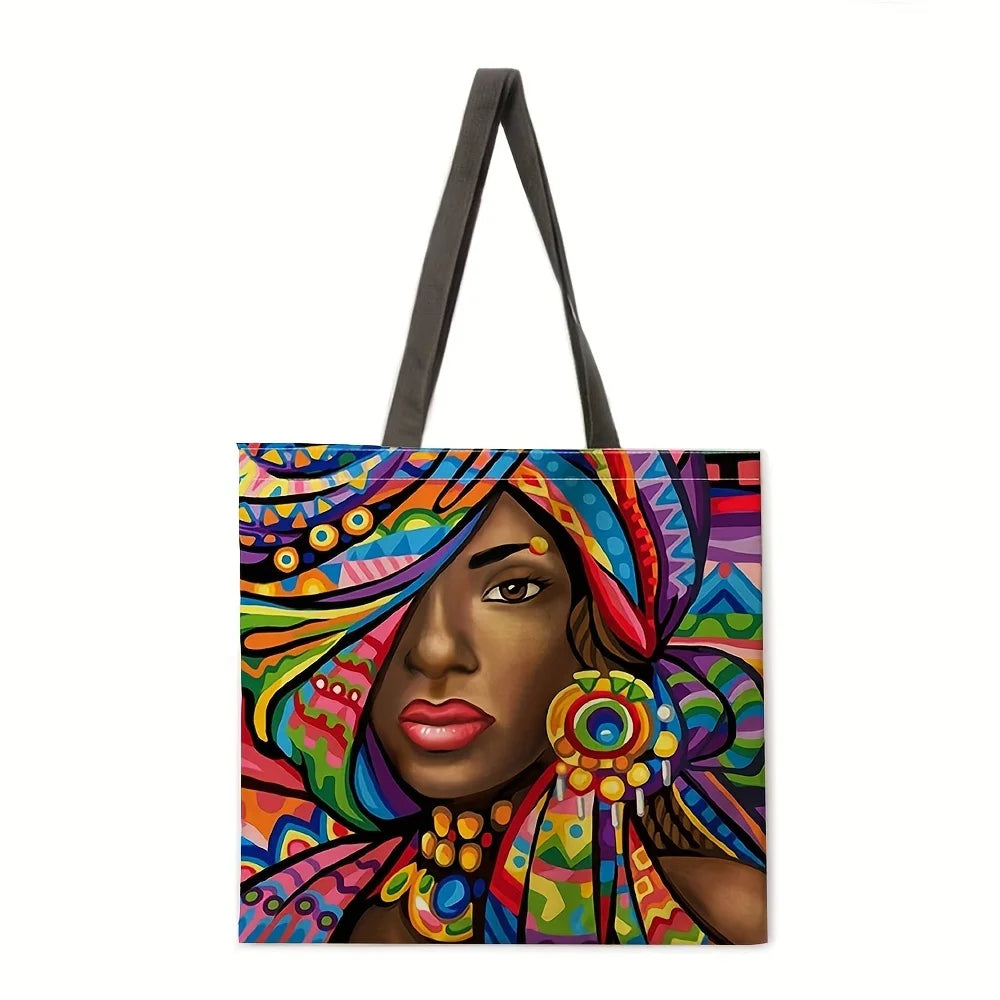 African Women Printed Shoulder Bag | Beach Bag & Grocery Handbag