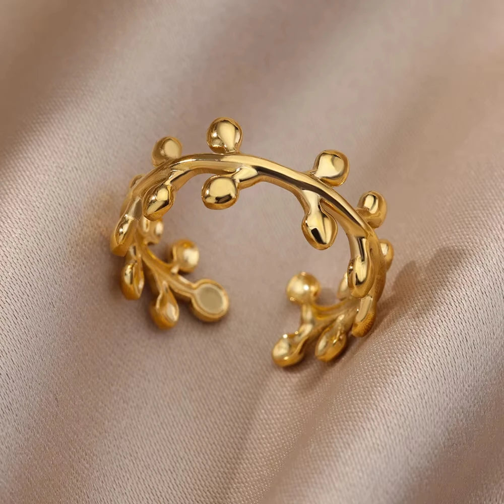 Zircon Geometric Ring Collection | 18K Gold-Plated Adjustable Stainless Steel Rings for Women