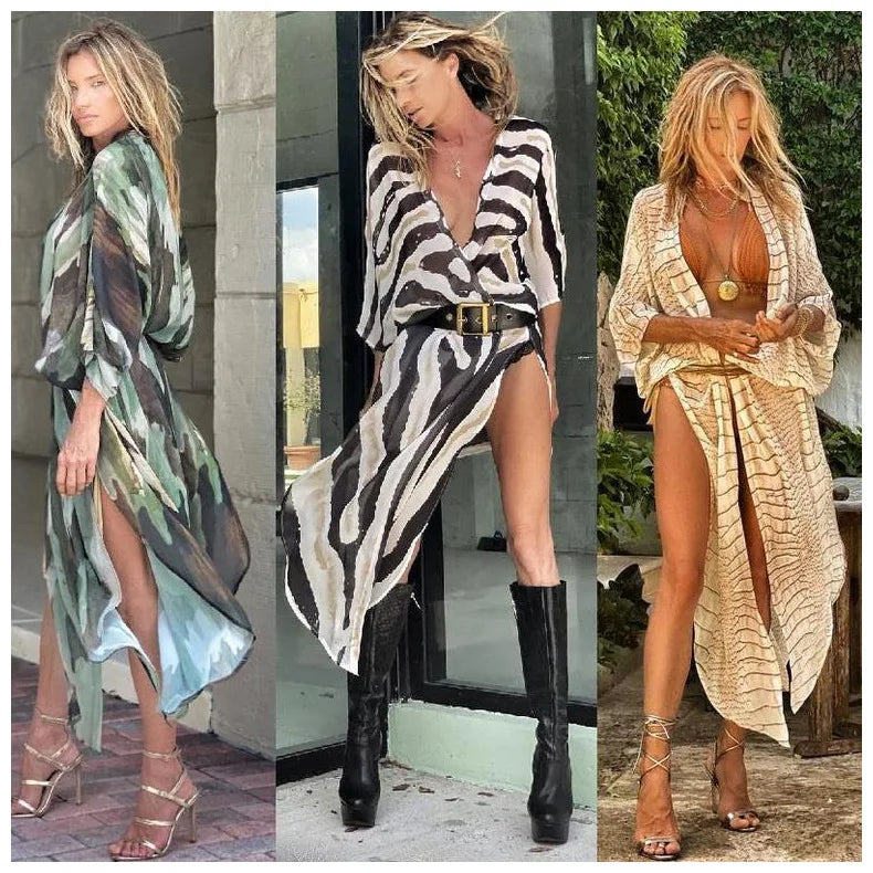 Tie Dye Open Front Beach Cover-Up Dress | Flowy Maxi Swimsuit Cover Up for Women