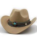 Wool Tassel Belt Western Fedora Hat
