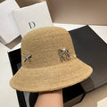 Rhinestone Luxury Raffia Crochet Bucket Hat