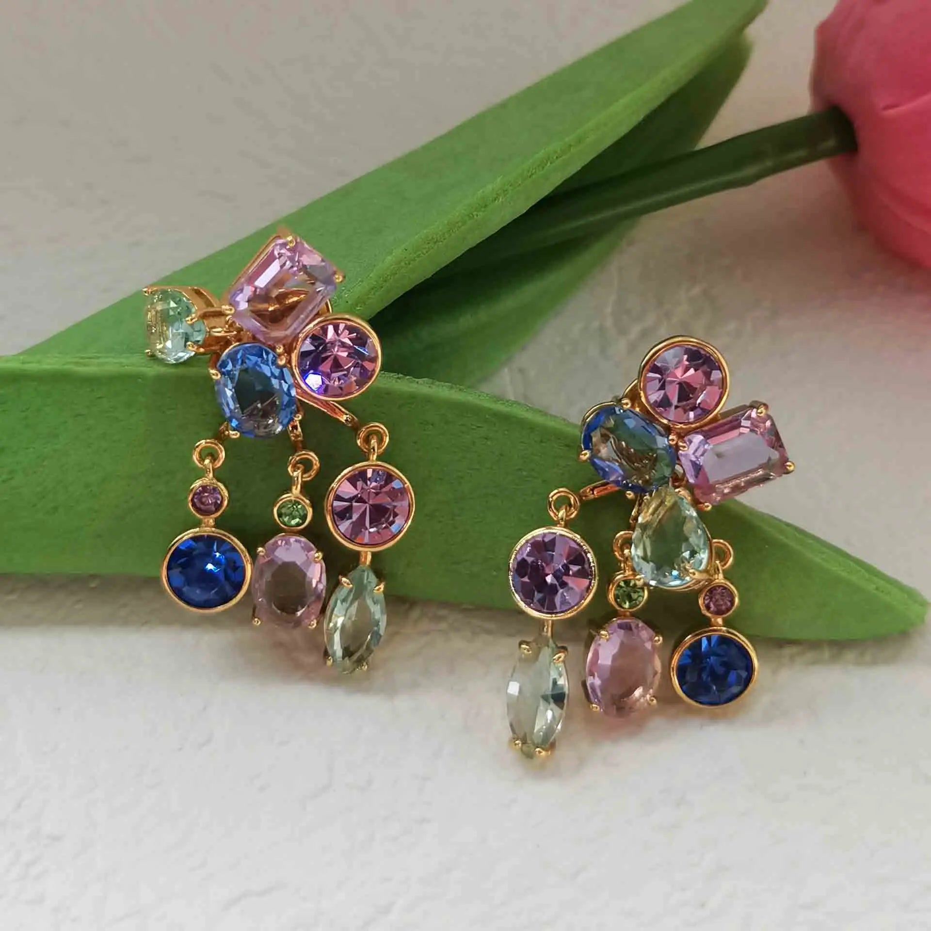 Geometric Jewelry Set | Clip-on Earrings, Necklace, Bracelet & Ring for Women