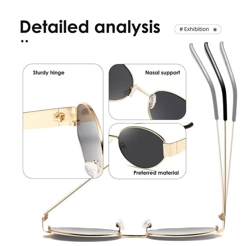 Trendy Oval Sunglasses | Metal Frame UV400 Shades for Women