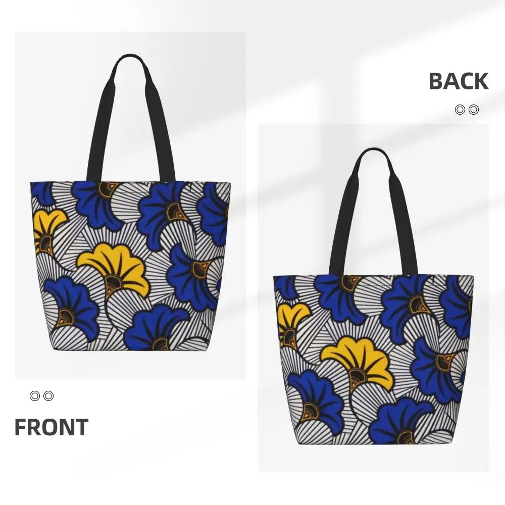 African Ankara Print Canvas Tote Bag | Washable Bohemian Shoulder Shopper