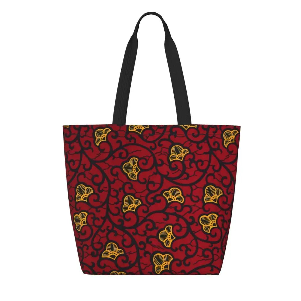 African Ankara Print Canvas Tote Bag | Washable Bohemian Shoulder Shopper