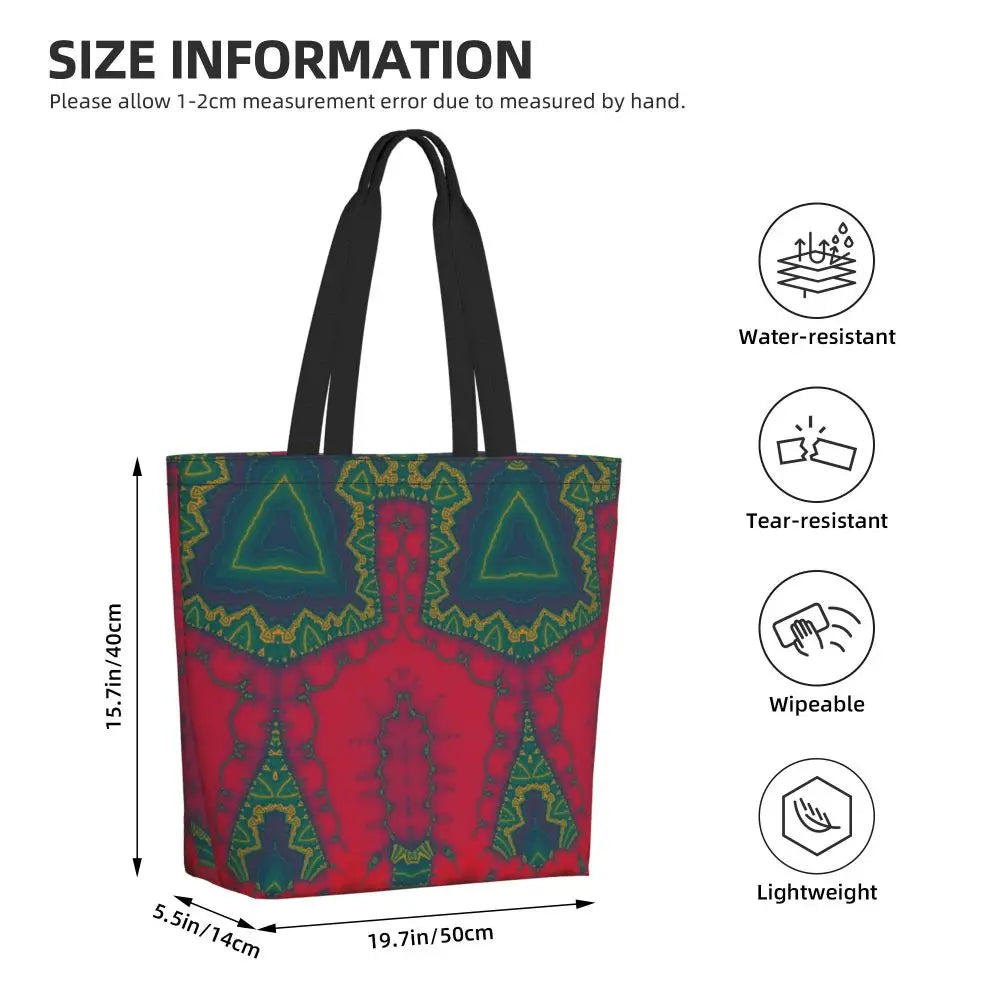 African Ankara Print Canvas Tote Bag | Washable Bohemian Shoulder Shopper