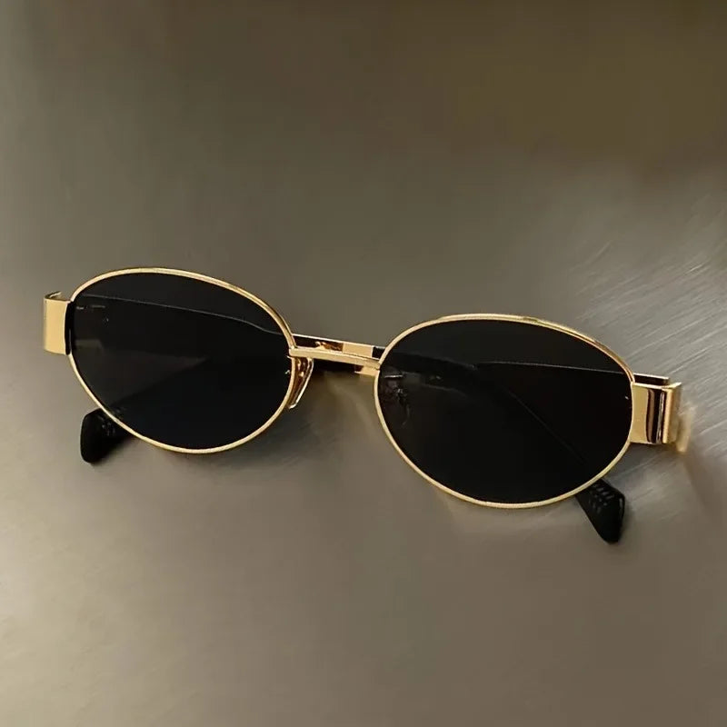 Trendy Oval Sunglasses | Metal Frame UV400 Shades for Women