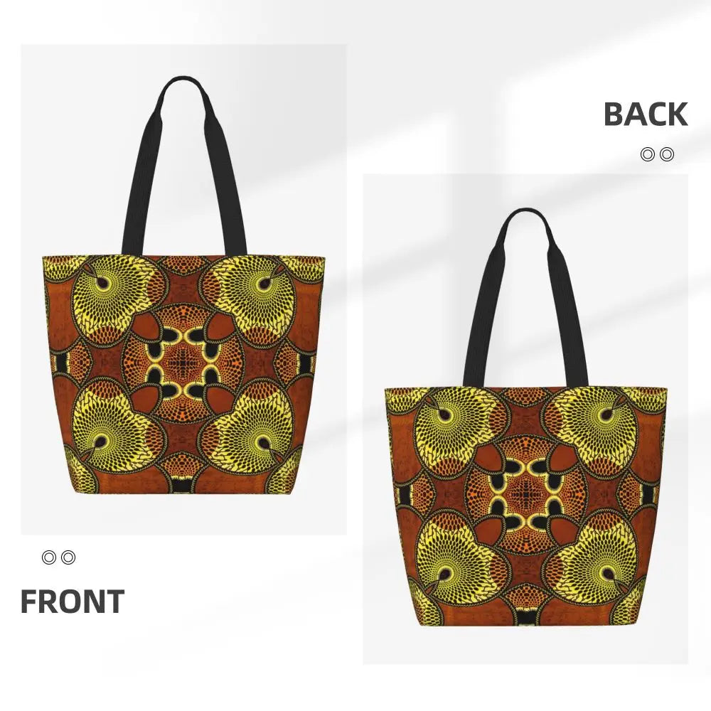 African Ankara Print Canvas Tote Bag | Washable Bohemian Shoulder Shopper