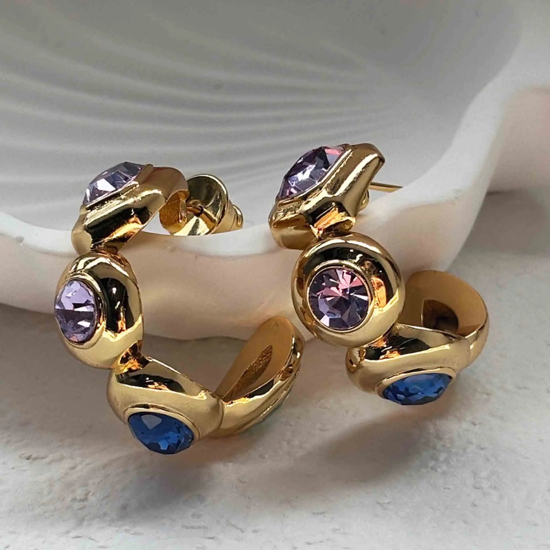 Geometric Jewelry Set | Clip-on Earrings, Necklace, Bracelet & Ring for Women