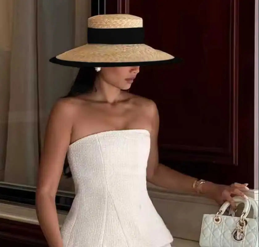 Flat Top French Straw Sun Hat