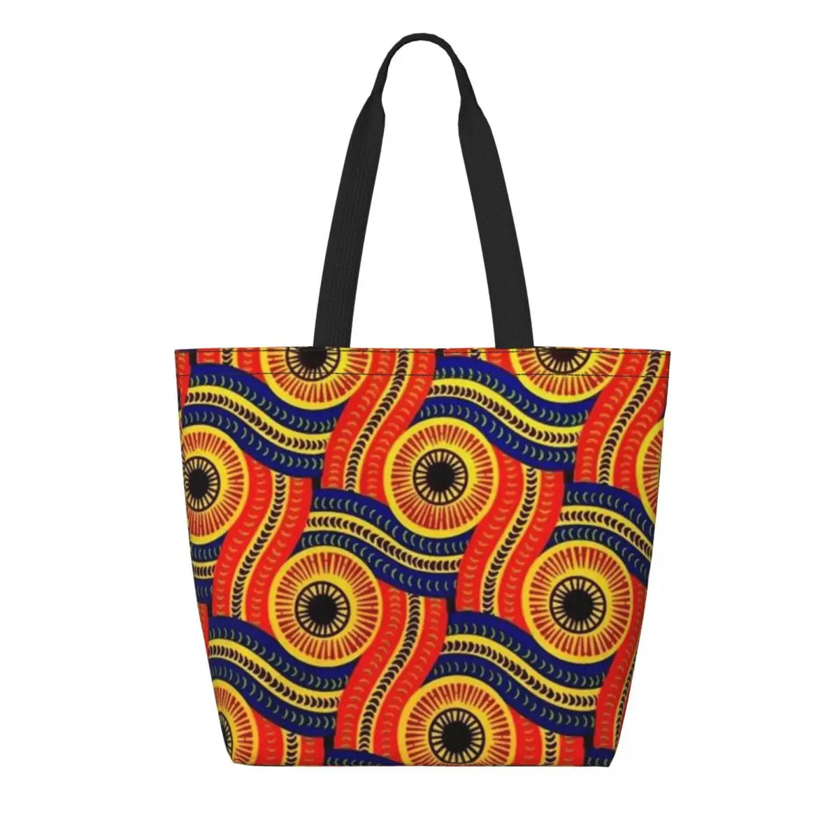 African Ankara Print Canvas Tote Bag | Washable Bohemian Shoulder Shopper