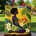 African American Floral Print Quilted Tote | Outdoor Weekender Travel Bag