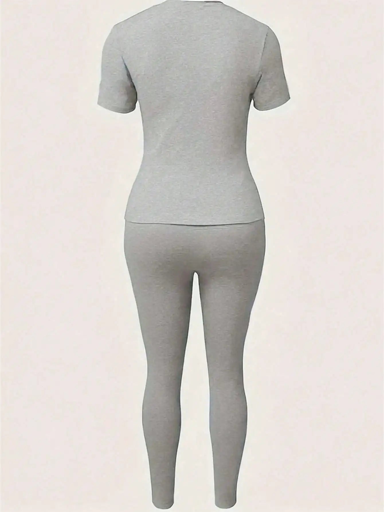 Letter Print T-Shirt & Pants Two-Piece Set