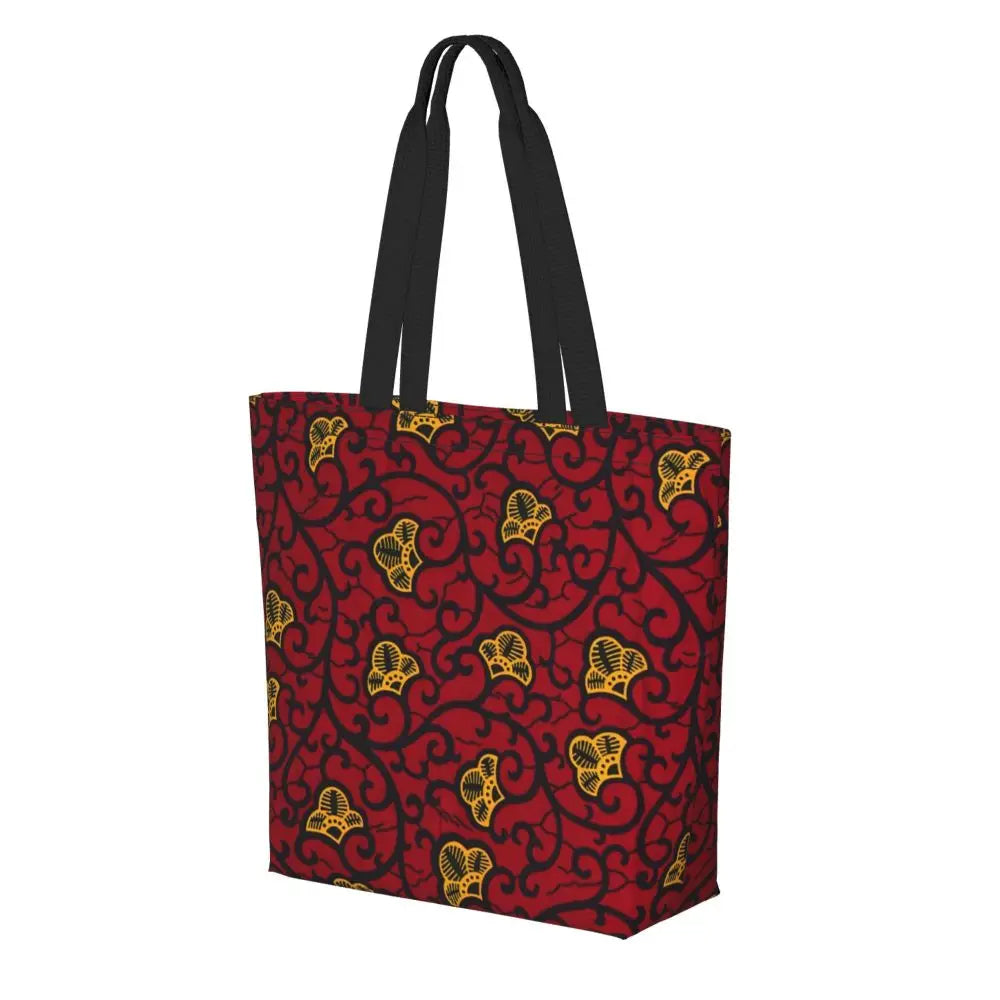 African Ankara Print Canvas Tote Bag | Washable Bohemian Shoulder Shopper