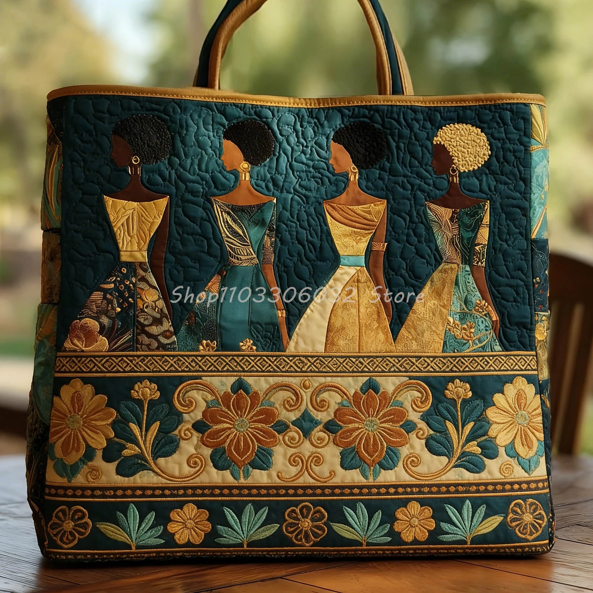 African American Vintage Quilted Tote | Outdoor Weekender Travel Bag