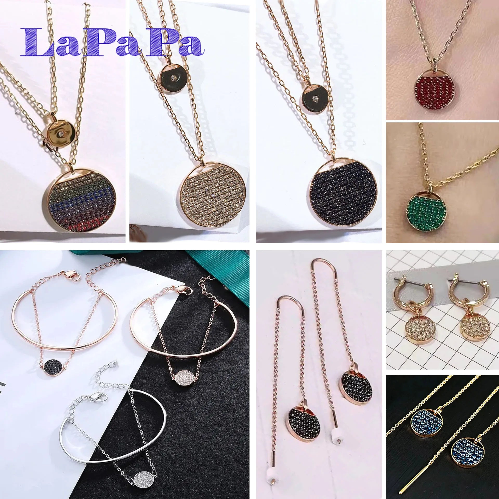 Geometric Jewelry Set | Clip-on Earrings, Necklace, Bracelet & Ring for Women
