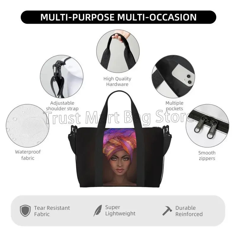 African American Woman Pattern Travel Duffel Bag | Foldable Waterproof Weekender