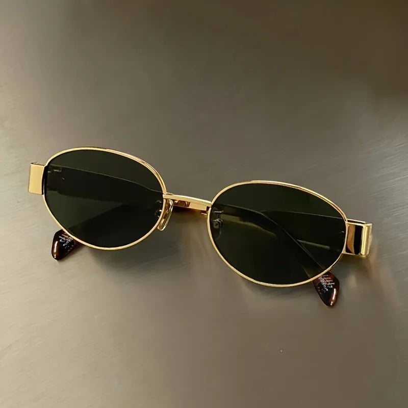 Trendy Oval Sunglasses | Metal Frame UV400 Shades for Women