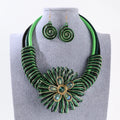 Floral African 4-Piece Jewelry Set | Necklace, Earrings & Bracelet for Women