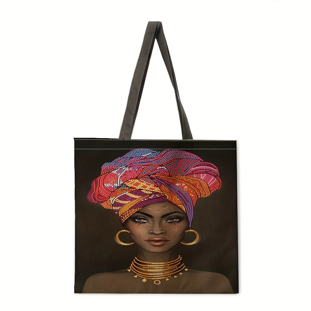 African Women Printed Shoulder Bag | Beach Bag & Grocery Handbag