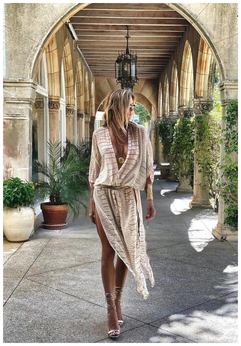 Tie Dye Open Front Beach Cover-Up Dress | Flowy Maxi Swimsuit Cover Up for Women