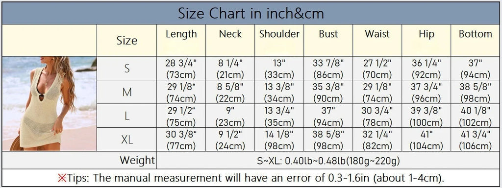Crochet Knit Beach Cover-Up Tunic | Hollow Out V-Neck Swimsuit Cover Up for Women