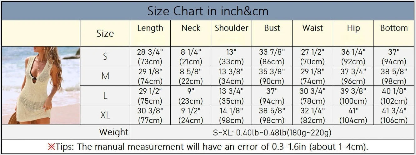 Crochet Knit Beach Cover-Up Tunic | Hollow Out V-Neck Swimsuit Cover Up for Women