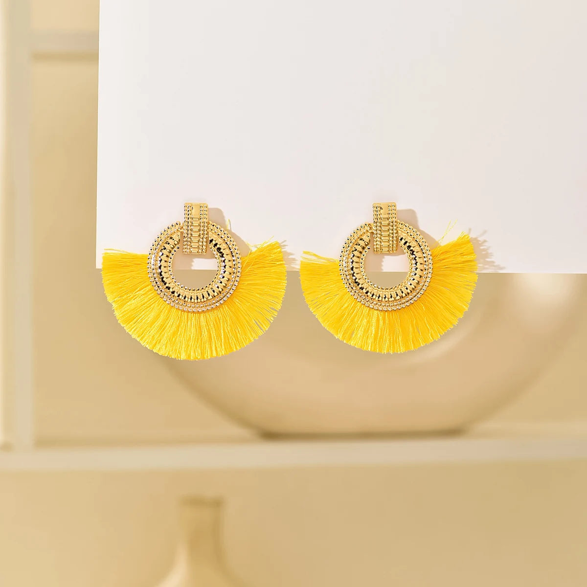 Boho Geometric Fan Stud Earrings | Bold Statement Earrings for Women