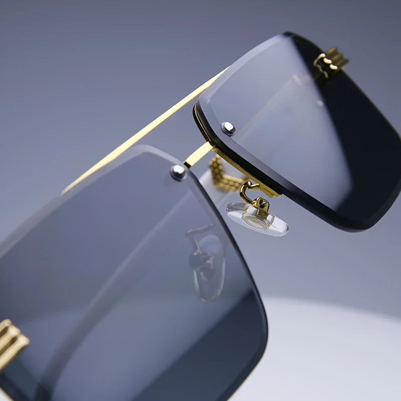 Rimless Square Sunglasses | UV400 Frameless Shades for Women & Men