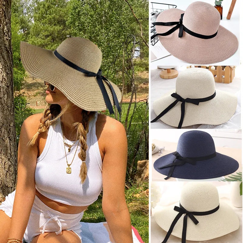 Foldable Wide Brim Straw Sun Hat