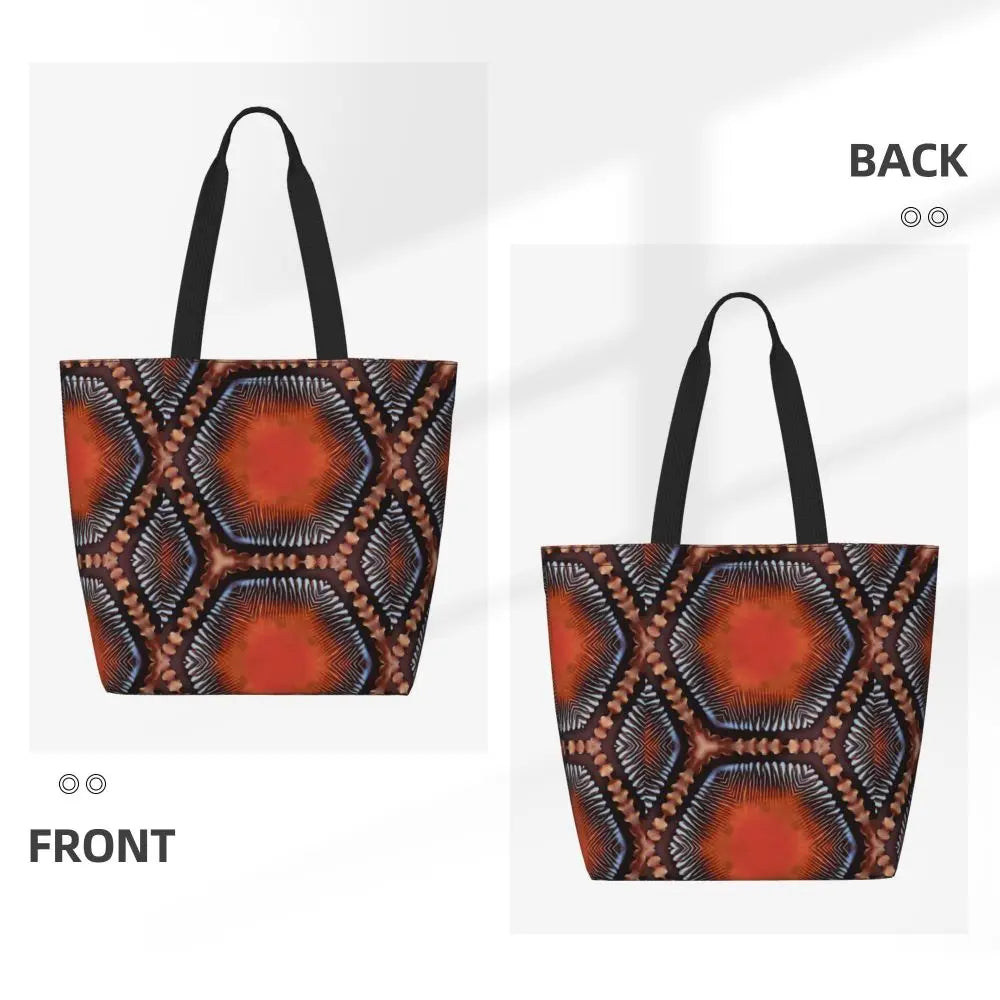 African Ankara Print Canvas Tote Bag | Washable Bohemian Shoulder Shopper