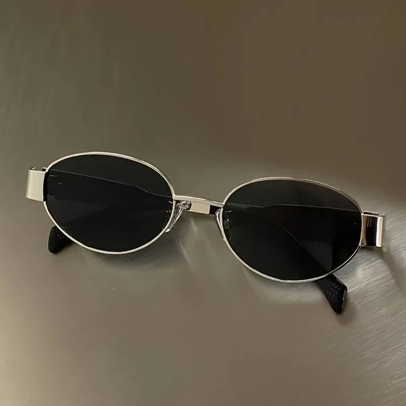 Trendy Oval Sunglasses | Metal Frame UV400 Shades for Women