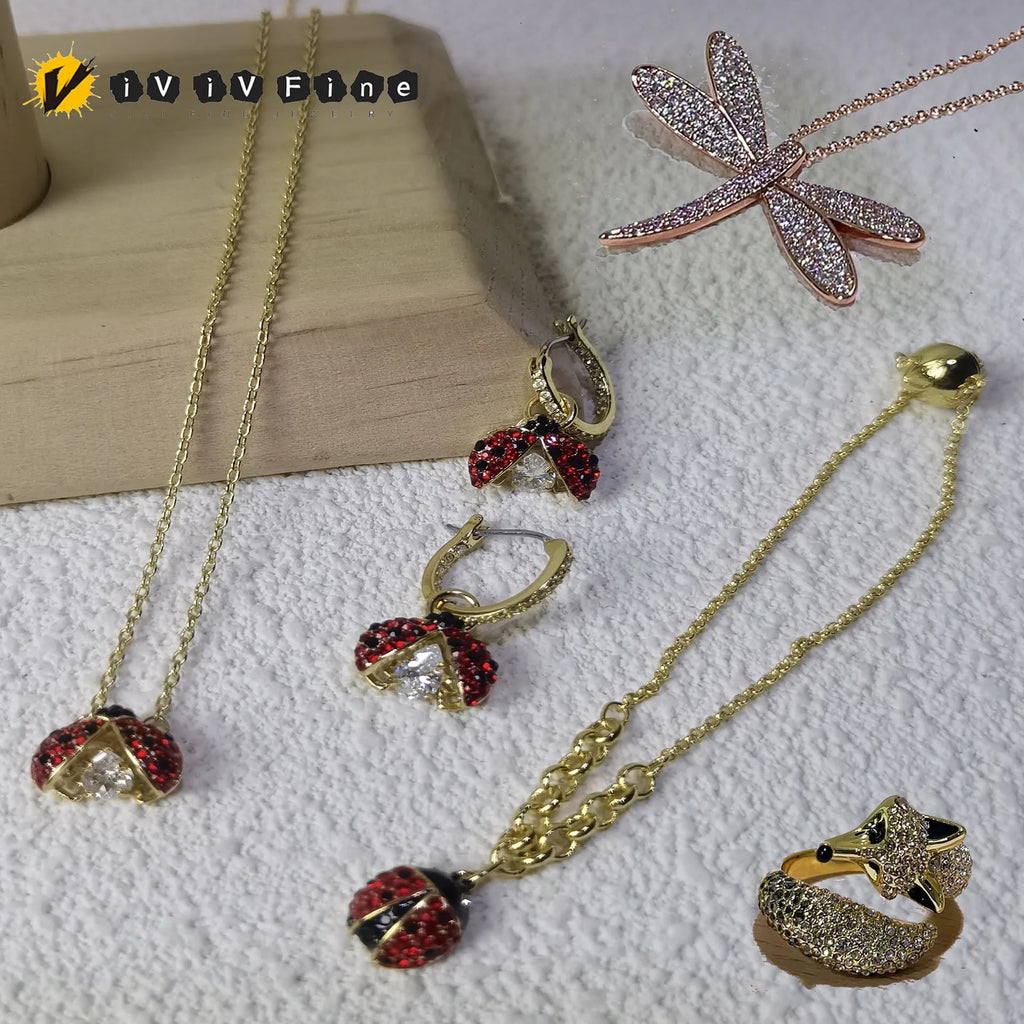Insect Series Jewelry Set | Necklace, Earrings, Bracelet & Ring for Women