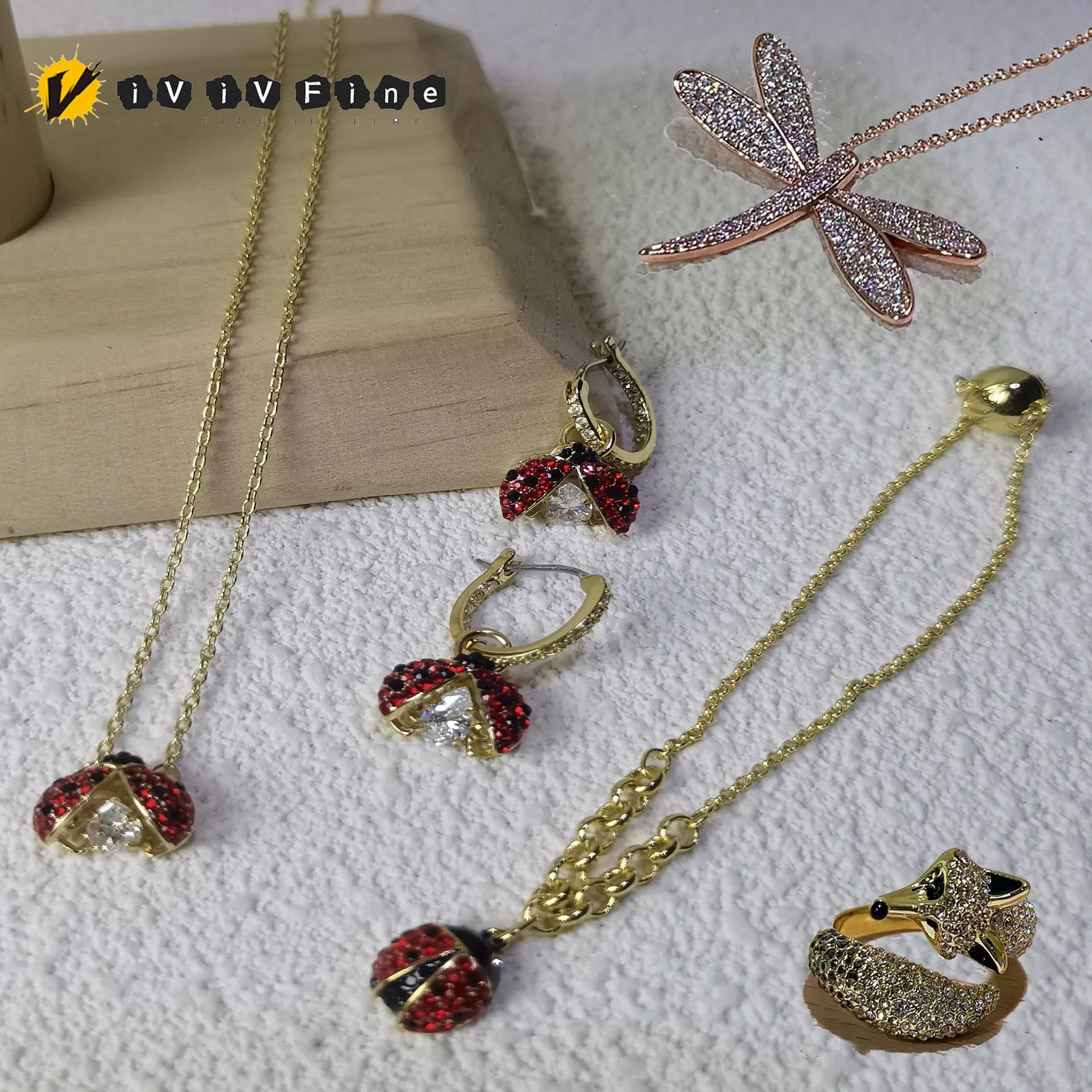 Insect Series Jewelry Set | Necklace, Earrings, Bracelet & Ring for Women