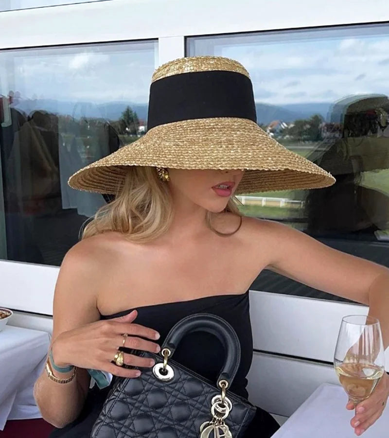 Bow Ribbon Big Brim Straw Sun Hat