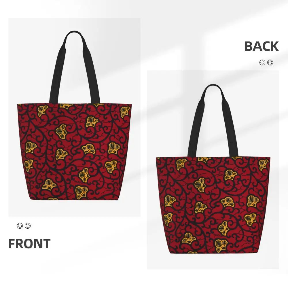African Ankara Print Canvas Tote Bag | Washable Bohemian Shoulder Shopper