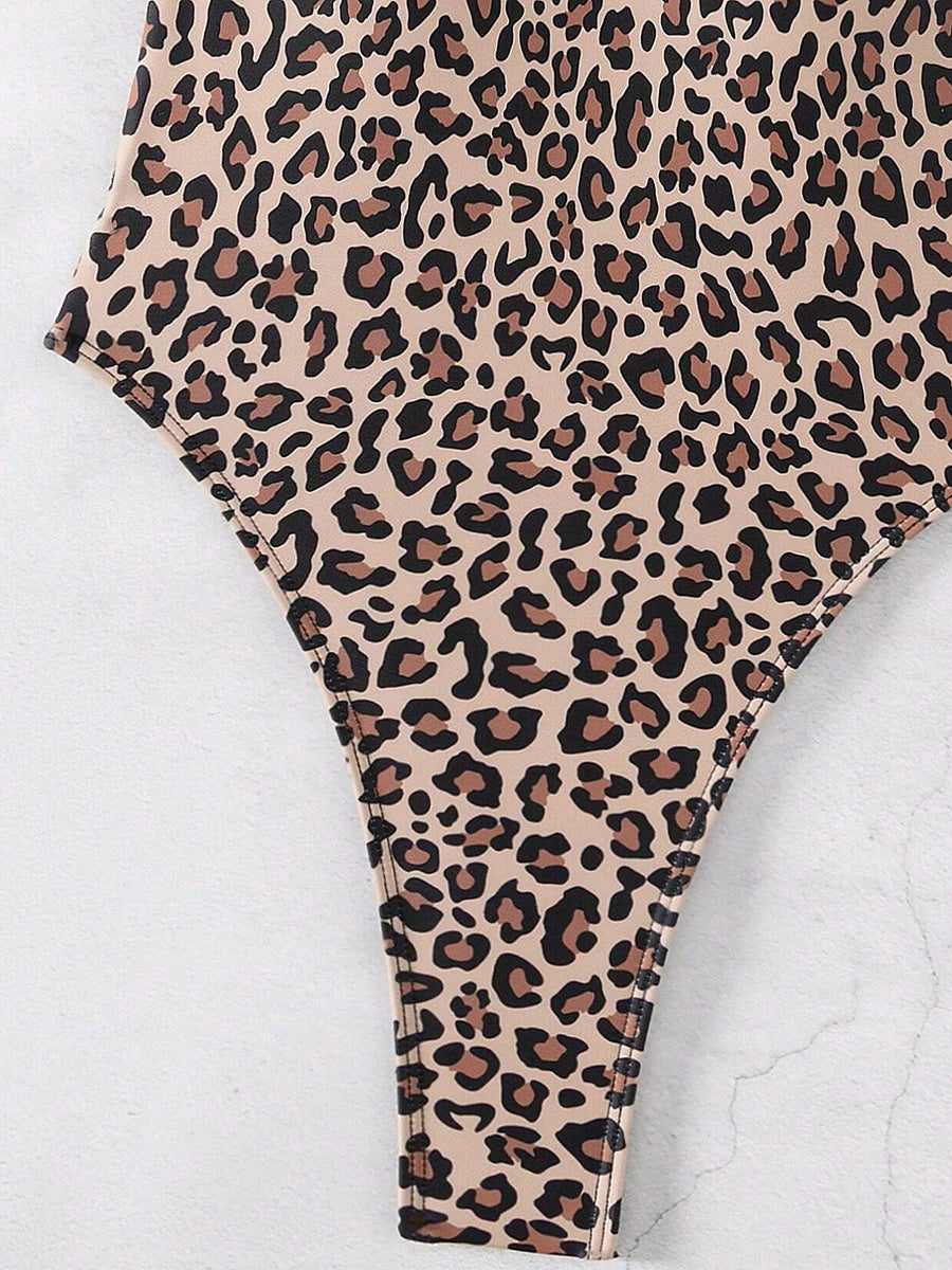 Leopard Print Backless Monokini | High Cut One-Piece Swimsuit for Women