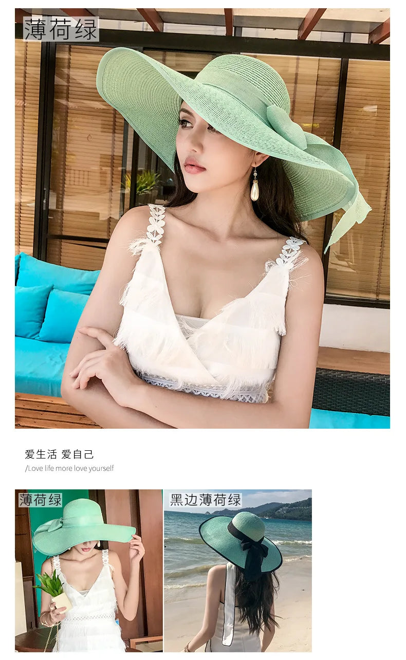 Foldable Straw Visor Panama Hat