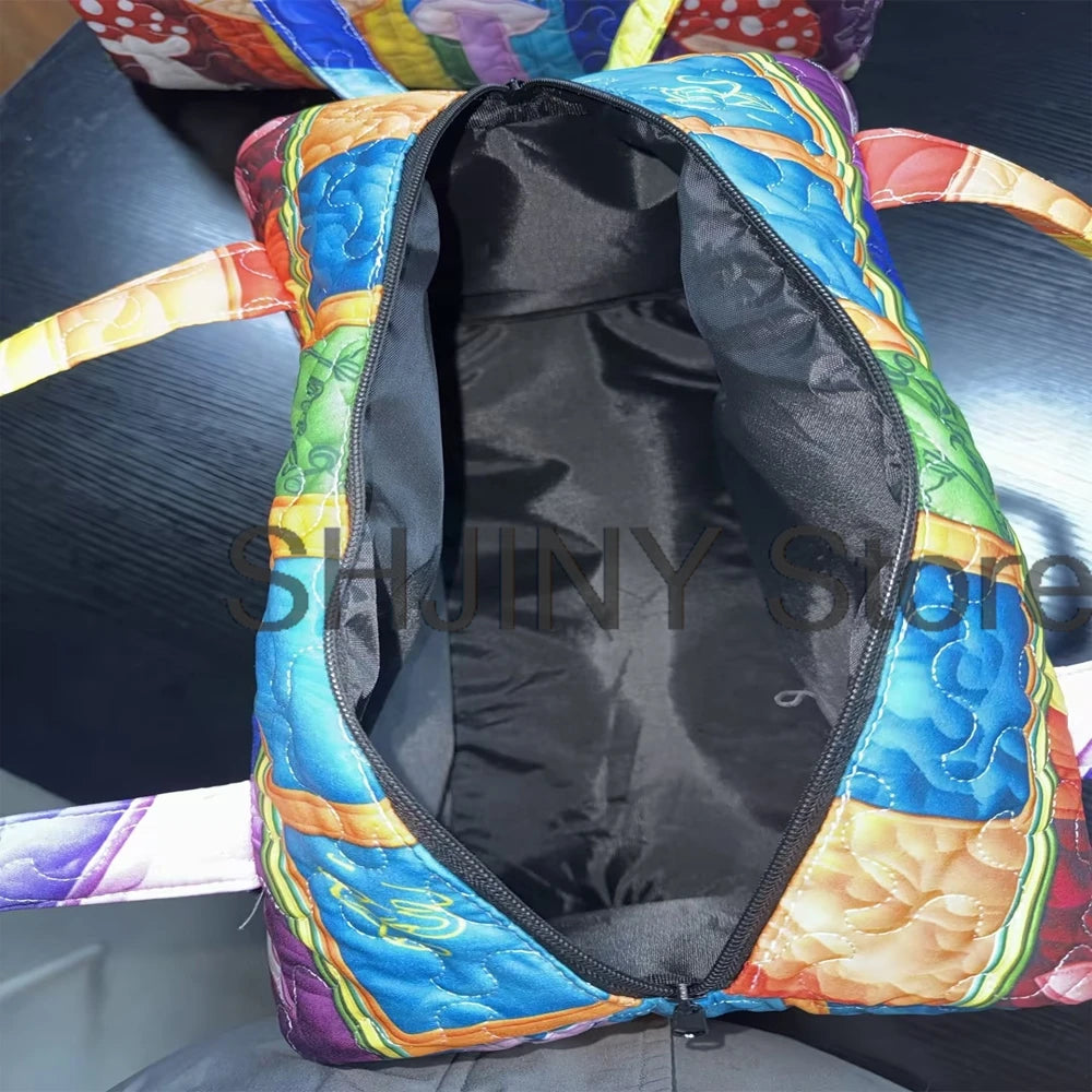 African Tribal Print Quilted Duffle Bag | Boho Weekender Travel Tote