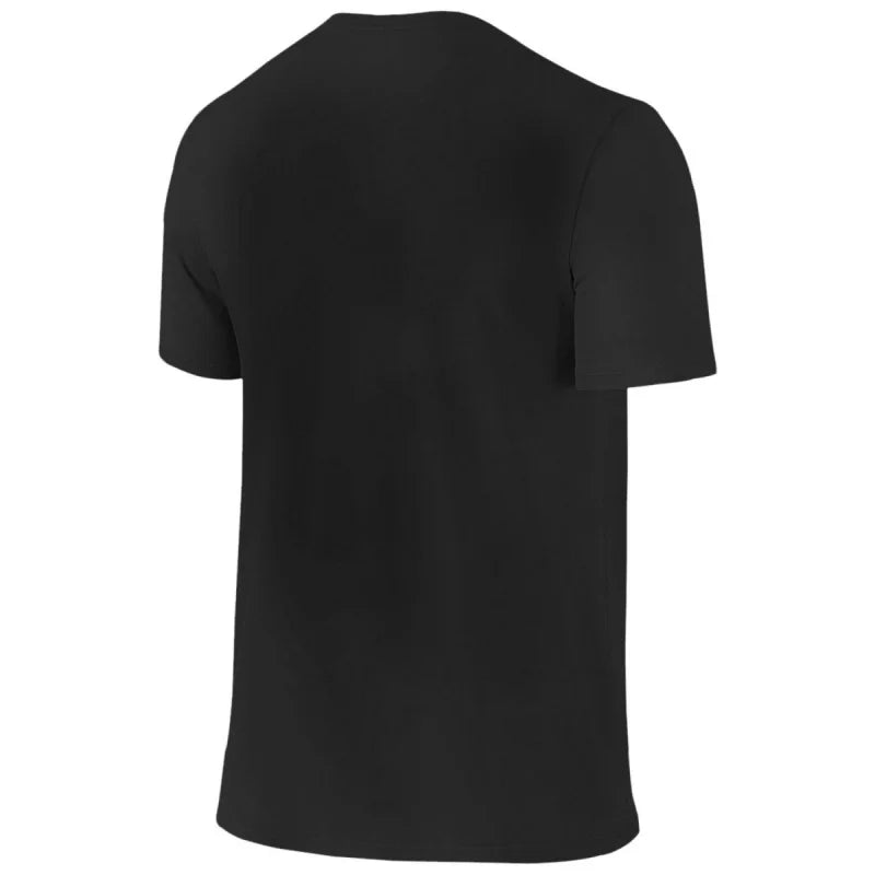 Women's black short-sleeve crew-neck T-shirt, plain back view