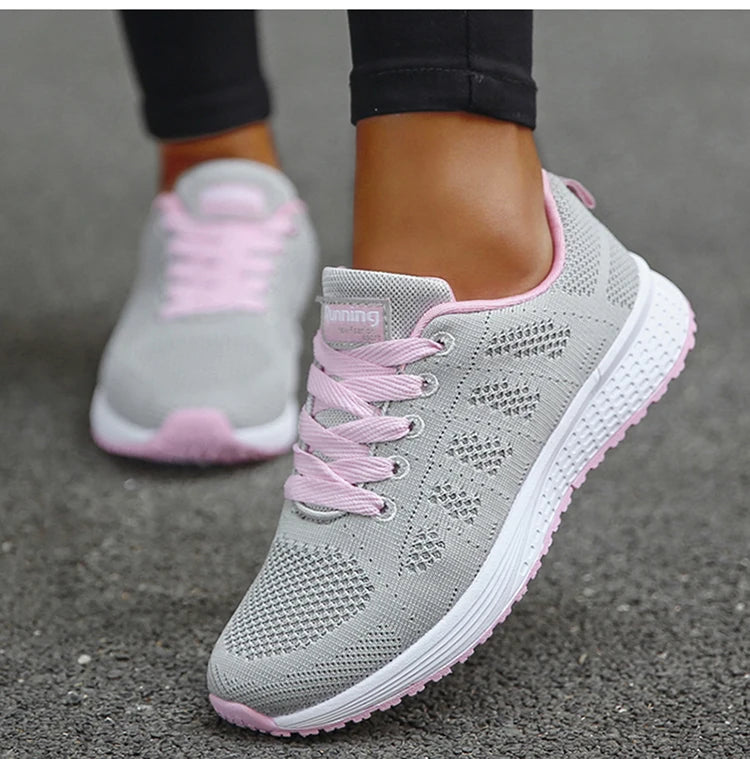 Women's Mesh Lace-Up Sneakers | Lightweight Casual Sports Shoes
